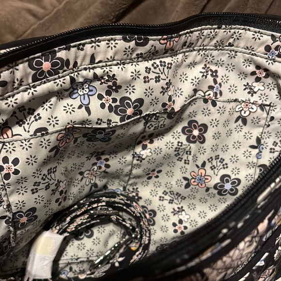 Vera Bradley Black Floral Glenna Cotton Hobo Bag - Picture 4 of 7